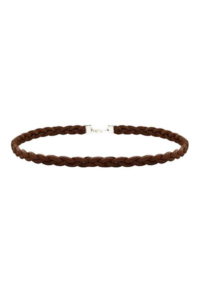 Bijustore Brown Suede Hair Braided Women's Choker