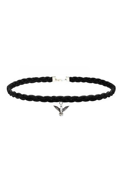Bijustore Black Suede Hair Braid Albatros Bird Women's Choker