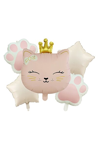 DÜVENCİ TİCARET Balon din folie cu cap de pisică cu coroană cu patula Set de ...