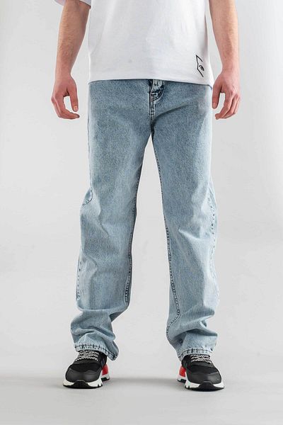 bombe Ανδρικό Ice Blue Baggy Fit Φαρδιά Εφαρμογή Κανονική μέση Φαρδύ τζιν Φαρδύ παντελόνι