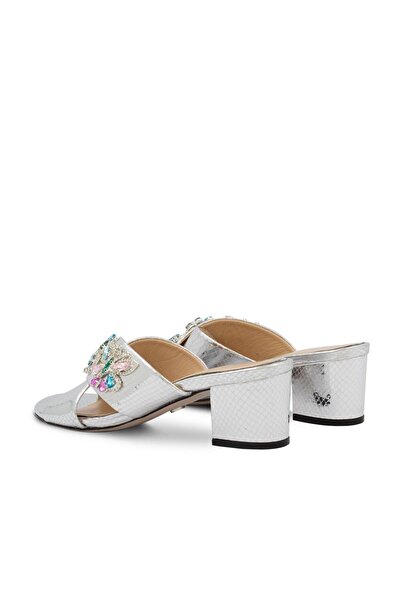 Vario Παντόφλες με πέτρινο τακούνι Ασημί (SİLVER)