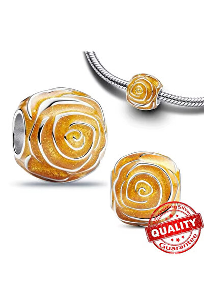 Hector&Co. Jewellery Sarı Açan Gül Charm Gümüş