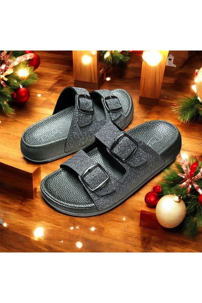 Lion Silvery Double Buckle Orthopedic Stylish Walking Slippers
