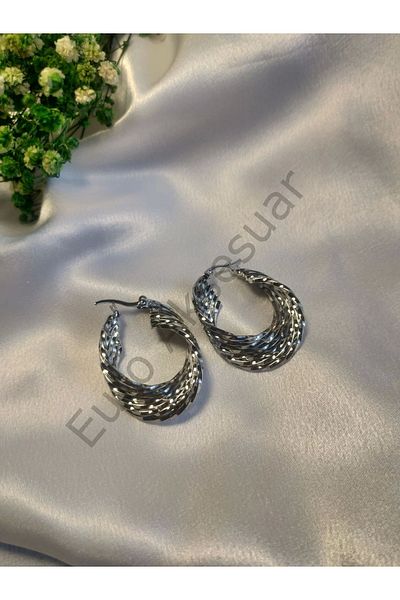 stainless steell Steel Silver Asymmetric Earrings