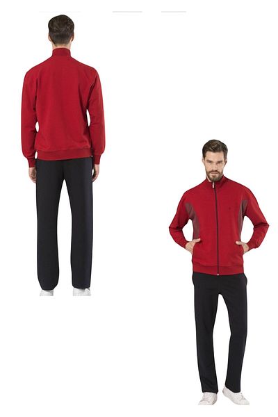 Pierre Cardin Men's Stand-Up Collar Zippered Pipe Leg Tracksuit Set