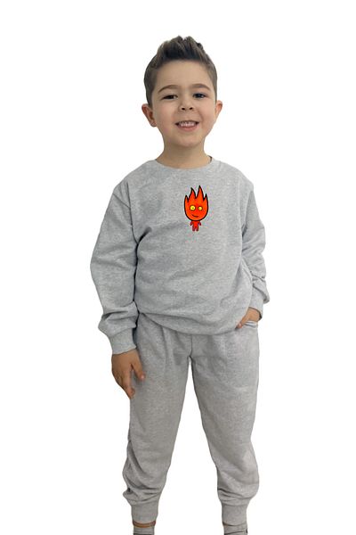 yudemia Fire and Water Fire Print Bottom Top Seasonal Set - Stylish and Comfortable for Boys