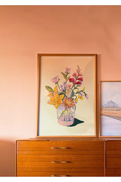 DES VU PRINT Vazolu Çiçek, Çiçek Temalı Çerçevesiz Poster