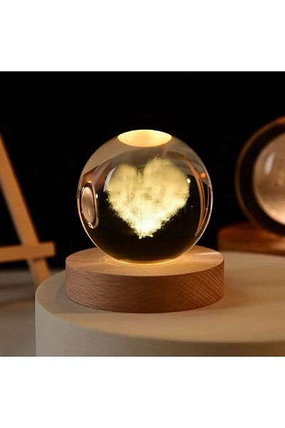 Choice Heart LED Crystal Ball Table Lamp USB Night Light 3D Moon Planet Galaxy Decor for Home Table Lamp Pa