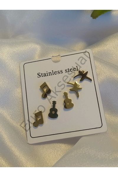 stainless steell Guitar Figured Steel Multiple Earrings