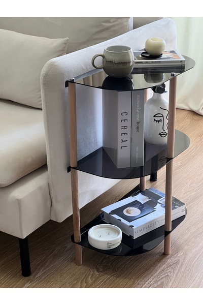 HomeSide Modern Dekoratif Hilal Yan Sehpa Çok Amaçlı Raf