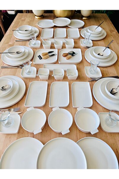 CASA DE BELLA Modern Sade 121 Parça 12 Kişilik Yemek Ve Kahvaltı Takımı