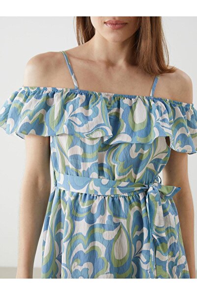 LC Waikiki Γυναικείο φόρεμα LCW Comfort Boat με σχέδιο λαιμού