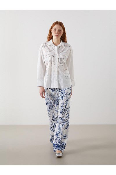 LC Waikiki Pantaloni de damă cu model LCW Vision cu talie elastică