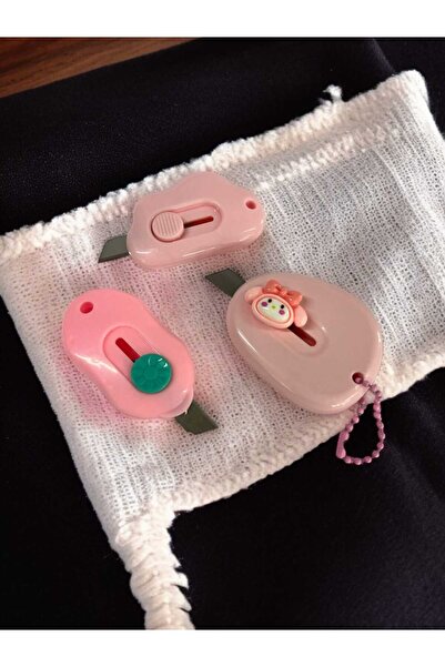 srtfootcare 3 Ü BİR ARADA PEMBE Taşınabilir Sevimli Falçata - Maket Bıçağı