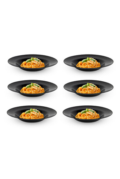 DNS HOME 6'lı Set Friends Time Siyah Makarna Tabağı Salata Tabağı 28 cm Tabak Set