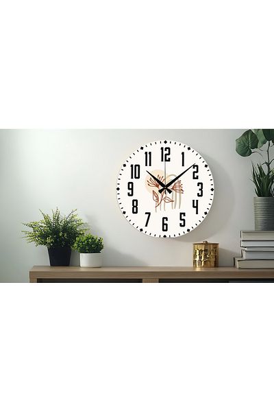 M&H Quality Ceas de perete imprimat UV cu cifre turcești decorative cu model de flori (silencios) Mecanism acarien Scorpion metalic