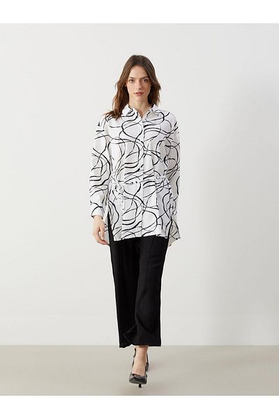 LC Waikiki Pantaloni de damă LCWAIKIKI Classic cu talie elastică texturată cu picioare largi