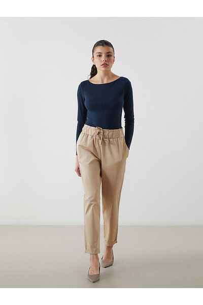 LC Waikiki Pantaloni de damă LCW Vision din Gabardină, cu talie elastică