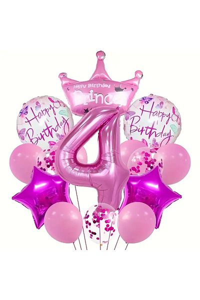 DÜVENCİ TİCARET Princess Crown Foiled Age Balloon Set