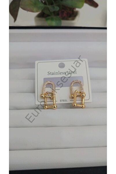 stainless steell Gold Marka Model Çelik Küpe