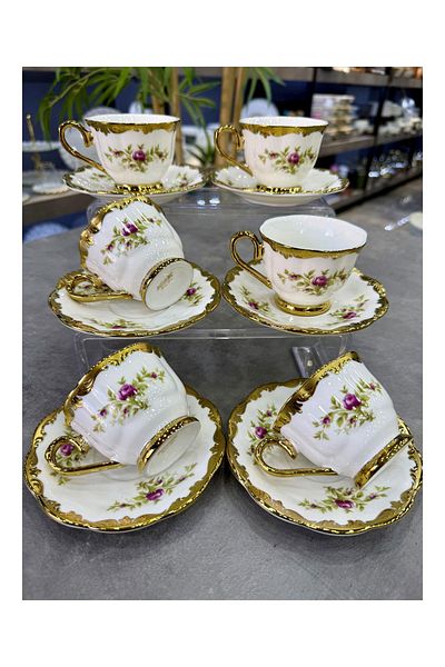 Doğudeko Greyn Luxury Porcelain Set of 6 Cups