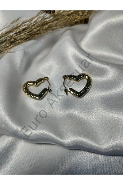 stainless steell Kalp Detaylı İnce Çelik Küpe