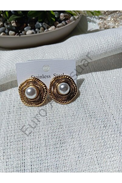 stainless steell أقراط من الفولاذ المرصع باللؤلؤ