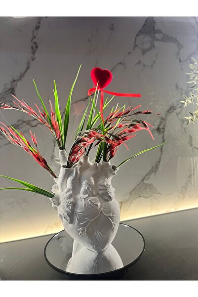 KMK Anatomik Kalp Vazo 20 CM (BOYANABİLİR VE ÇİÇEKLER SETE DAHİL DEĞİLDİR)