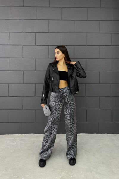 ELANO Leopard Shiny Elastic Pants