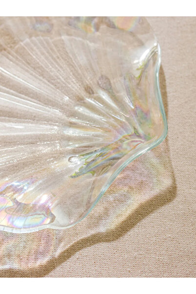 LC Waikiki Lcw Home Mixed Seashell Figured Glass Plate Set of 4 21 cm