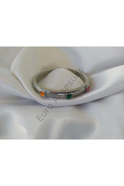 stainless steell Üç Renk Taşlı Esnek Çelik Kelepçe