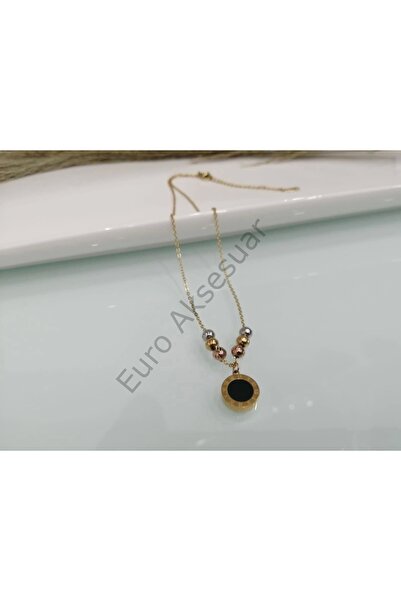 stainless steell قلادة فولاذية مع تفاصيل الأرقام الرومانية