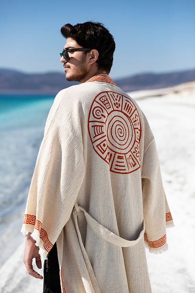 Mojo Summer Atlantis Kimono / Crinkle Linen Hand Print