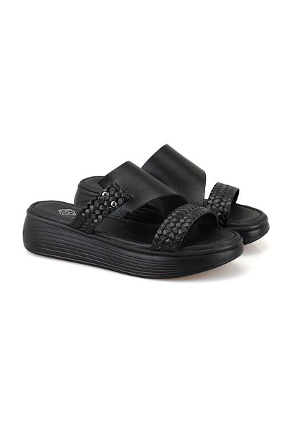Desa Papuci de piele cu toc pană Gretta Black pentru femei