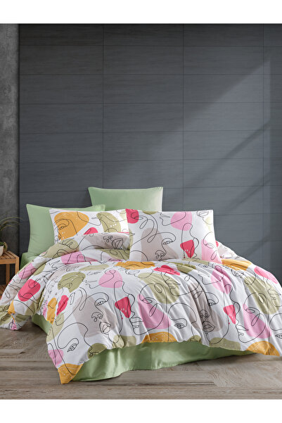 NazeninHome Set de lenjerie de pat Ranforce Ruby, dublu, 100% bumbac |   Cu c...