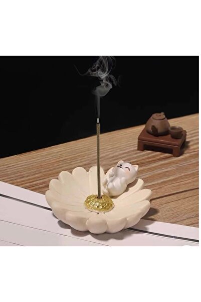 evdeki atölyem Minik Kedili model Çiçek tütsülük /Çubuk tütsülük (5.5 cm)