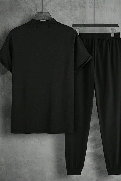 cc collection Men's Oversize Shorts Tracksuit Double Eagle Print Detailed Set