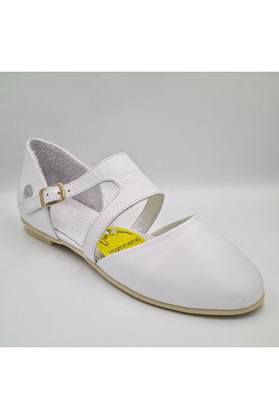 Mammamia D25YA-885 Pantofi de zi cu zi pentru femei din piele naturală albă