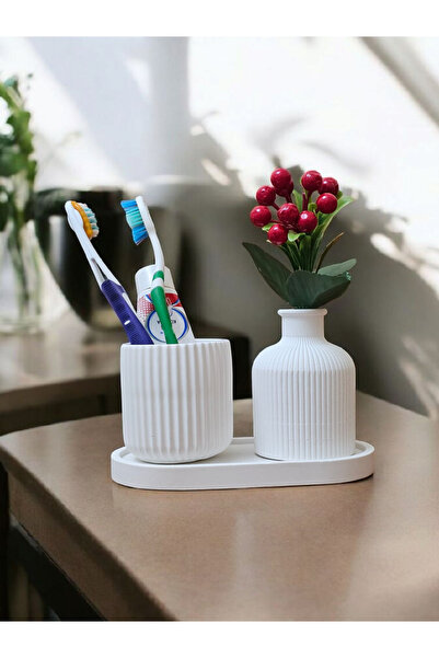 zanfagroup Concrete Bathroom Set Kokina Floral Set (Flower Included)