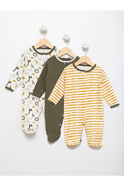 Alihan 100% Cotton Patterned 3-Piece Baby Rompers
