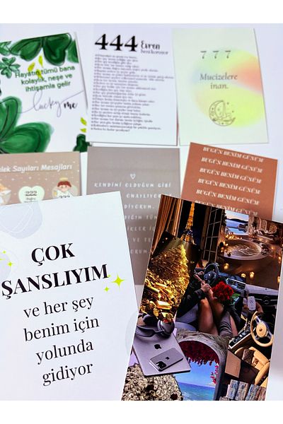 Pankart Evi 8 Pieces Motivational 777 Manifest Motto Board Card Set - Vision - Wishing Board