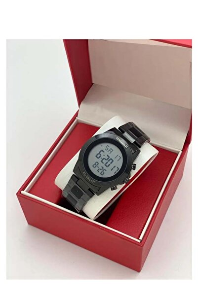 al salah Islamic Prayer Watch Prayer Times Black Color Waterproof Stainless S...