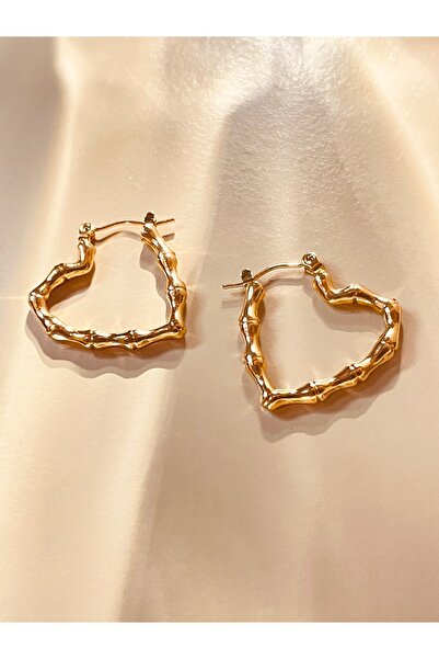 WisstoriaCollections Gold Color Bone Heart Design Steel Women's Earrings