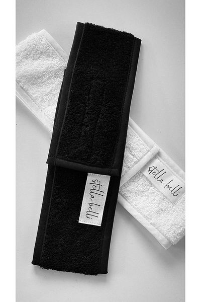 Stella Belli New Style Towel Sports Headband – Sweat-Absorbent, Stretchy and Durable - Black-White Set of 2