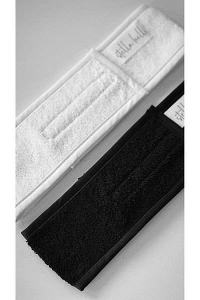 Stella Belli New Style Towel Sports Headband – Sweat-Absorbent, Stretchy and Durable - Black-White Set of 2