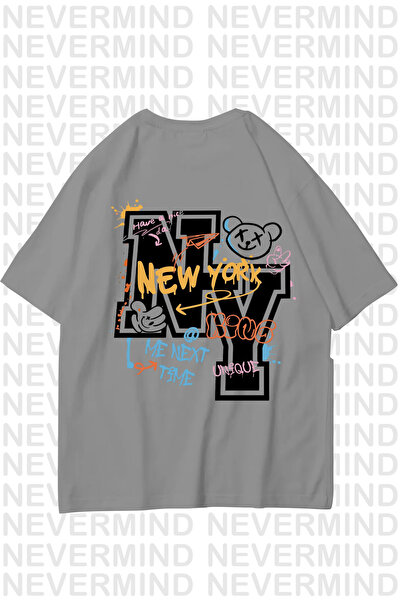 NEVERMIND Unisex Femei Bărbați NY-ME Tricou oversize cu imprimeu pe spate cu ...