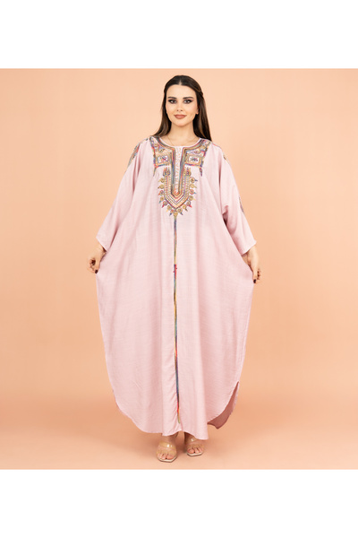 IKKXA جلابية سادة بمقاسات حرة مع تطريز معقد