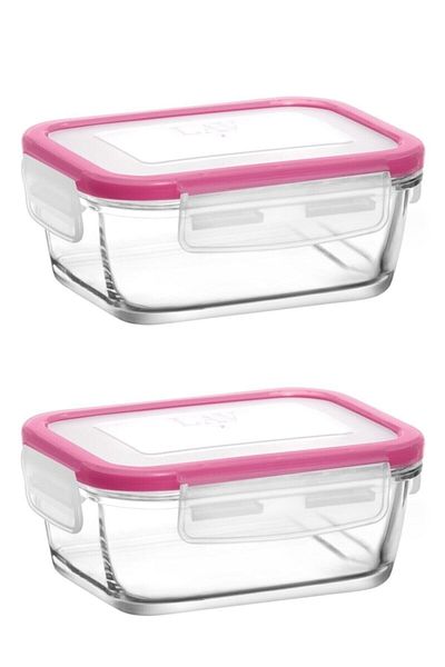 LAV Fresco Pink Lid 2-Piece Storage Container Breakfast 400cc Frs-237