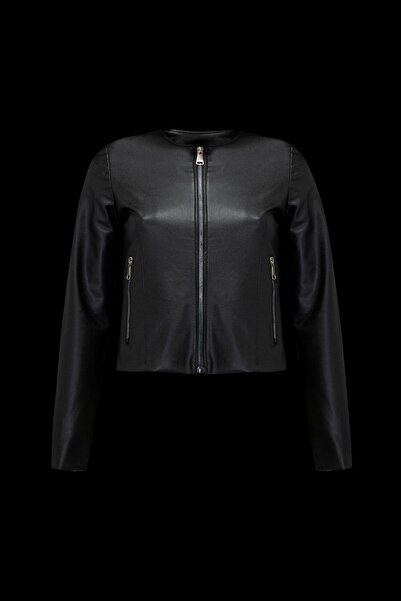 Jaglion Yeni Sezon Düz Deri Ceket