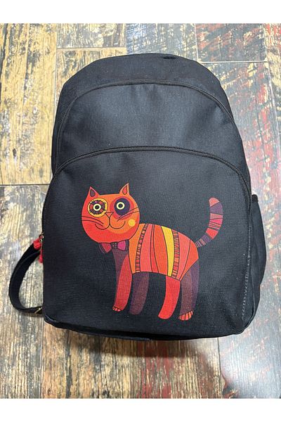 Street Bag Cat Patterned Ethnic Authentic Bohemian Waterproof 3 Compartment Large Orthopedic Backpack